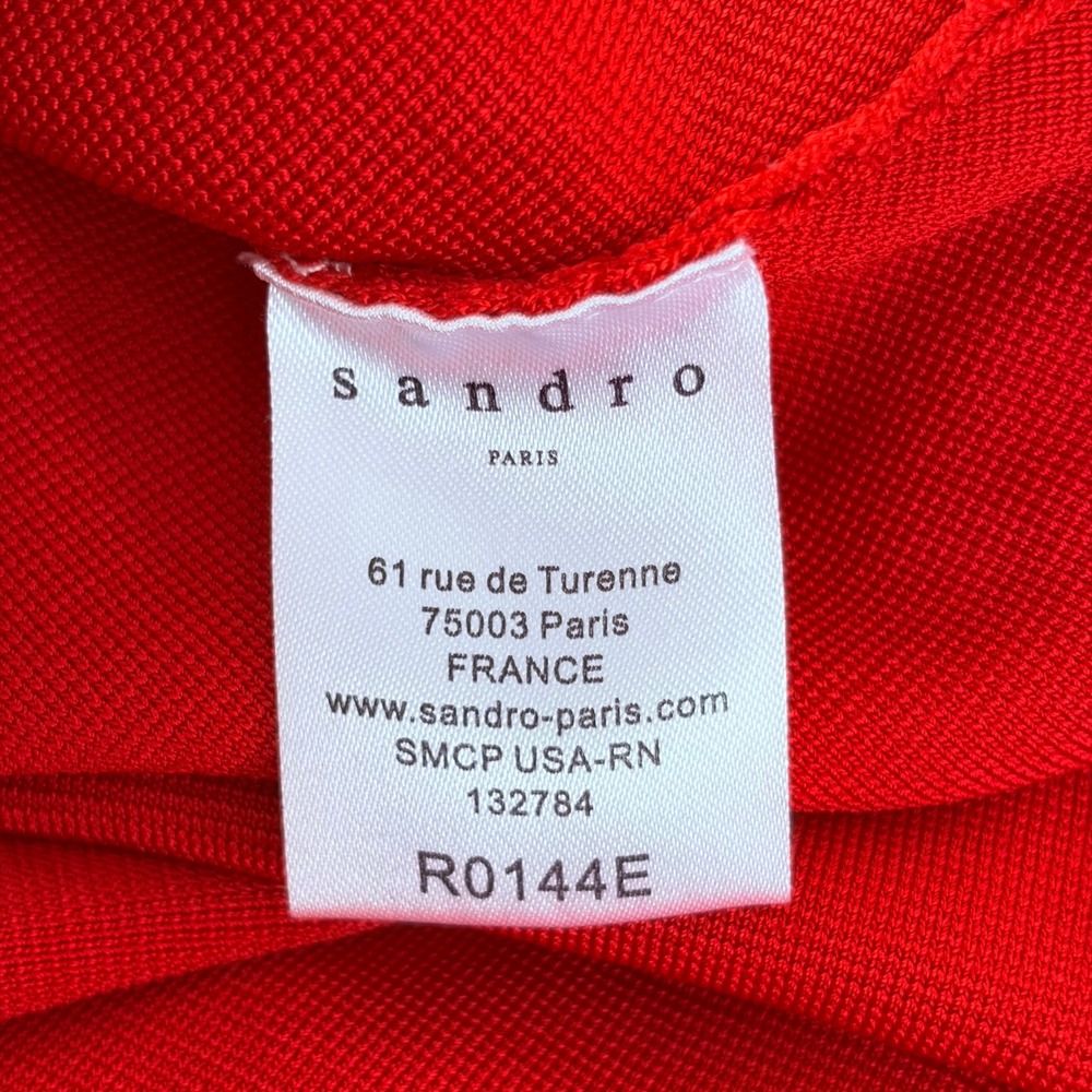 Sandro Paris Red Sleeveless Fit and Flare Knit Dress Open Back Detail‎ Size 2 - Picture 8 of 8